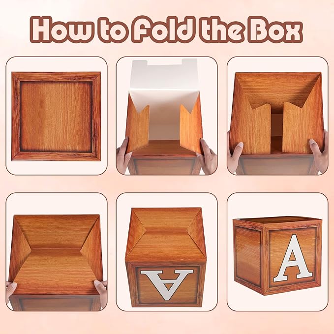 Baby Shower Decorations Boxes with Letters for Gender Reveal Wood 4