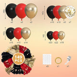 Ouddy Party 149Pcs Red Black Gold Balloon Arch Garland Kit Different