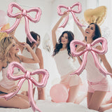 6pcs Pink Bow Foil Balloons Set Bow Mylar Balloons for Coquette