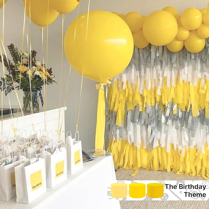 PartyWoo Light Yellow Crepe Paper Streamers 4pcs 328ft Pack of Pastel