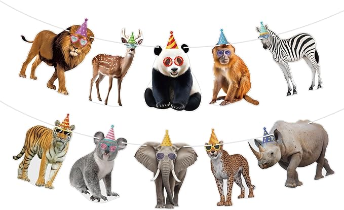 Hooqict Safari Animals Happy Birthday Banner Animal Birthday Decoratio