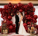Burgundy Balloons Double Stuffed Wine Red Rose Red Balloon Arch Kit