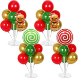 4 Sets Christmas Party Balloons Stand Kit with Gingerbread Man Candy