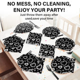 Qyeahkj 100 Pcs 2000s Party Plates Napkins Forks Set Black Heart