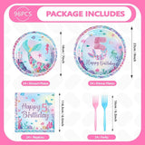 96Pcs Mermaid 5th Birthday Party Decorations Dive Into Five Party