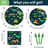 96PCS Dinosaur Tableware Set Fossil Dinosaur World Dinnerware