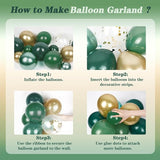 147pcs Green Balloon Garland Arch Kit, Dark Emerald Green and Gold