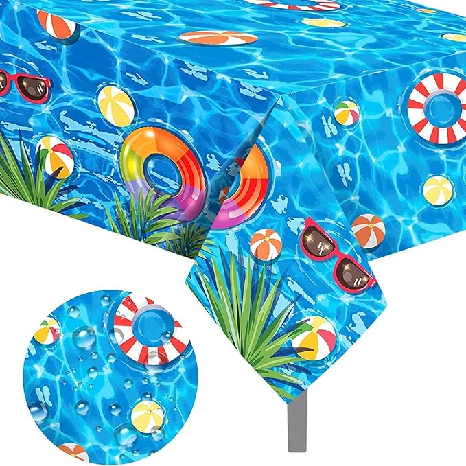 117Pcs Summer Pool Themed Happy Birthday Party Decorations Plates