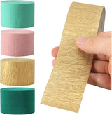 Sage-Green Pink-Gold Crepe Paper Streamers - 8 Rolls Green Party