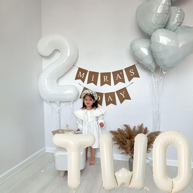 40 Inch Beige Letter Balloon, Cream White Sand Alphabet With Ribbon