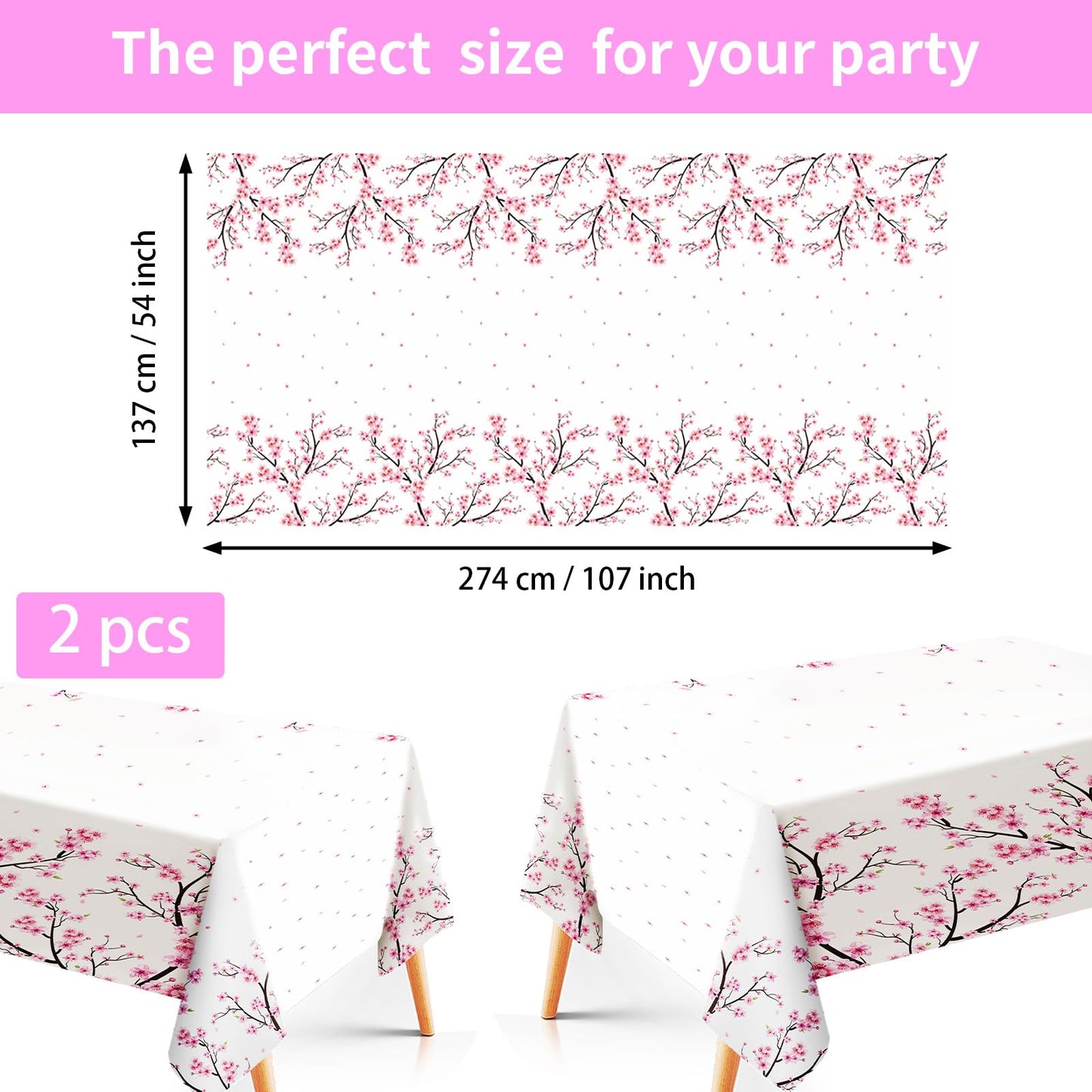 98Pcs Cherry Blossom Party Supplies Cherry Blossom Plates and Napkins