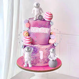 Pink Space Cake Toppers Outer Space Astronaut Rocket Stars