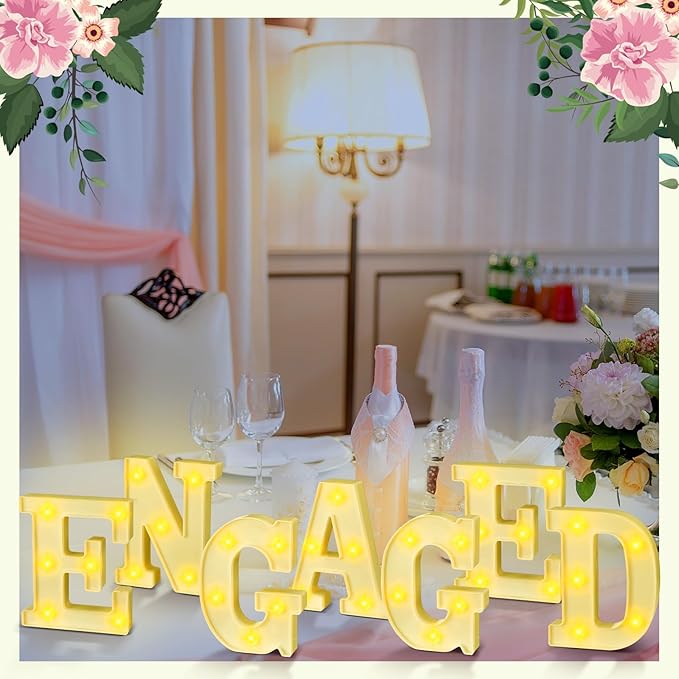 7 Pcs Engagement Party Decorations 6.5 Inch Engaged LED Letter