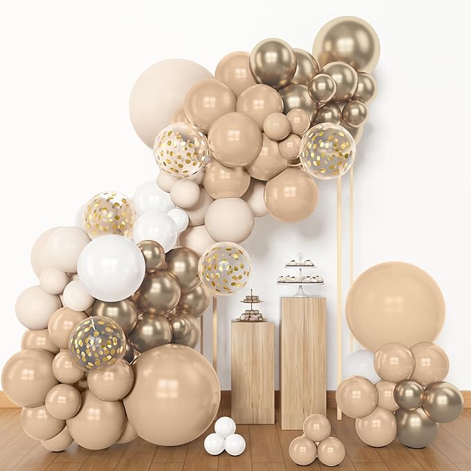 Amandir 153pcs White Sand Balloon Garland Arch Kit, Different Sizes