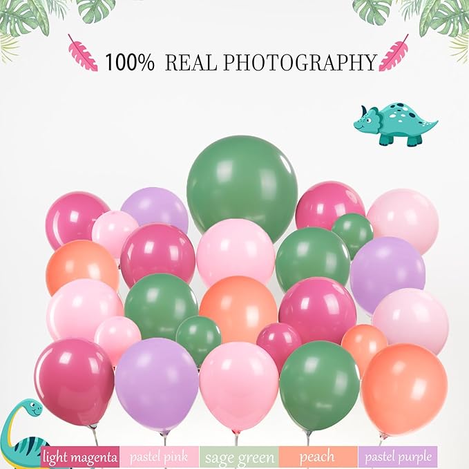 Dinosaur Balloon Garland Arch Kit Pastel Pink green and purple with #2