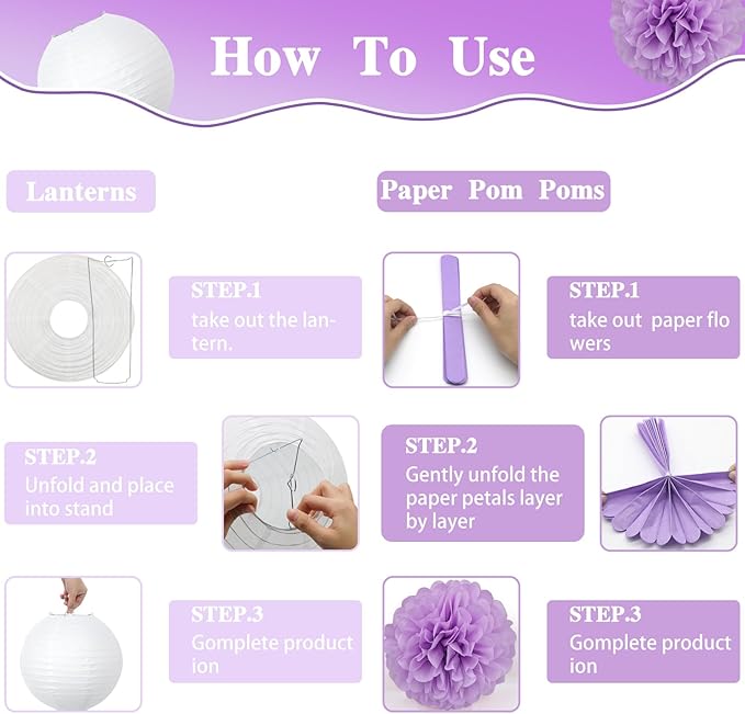 14 Pcs Purple Birthday Decorations for Women - Lavender & Lilac