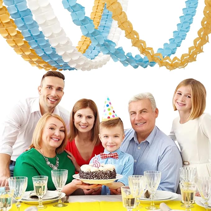 Light-Dusty Blue Beige-Gold Party Decorations - 12pcs