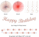 Pink White Rose Gold Birthday Party Decorations 21pcs Happy Banner