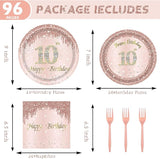 24 Sets 10th Rose Gold Birthday Party Decrations for Girls 10