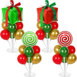 4 Sets Christmas Party Balloons Stand Kit with Gift Box Candy Foil