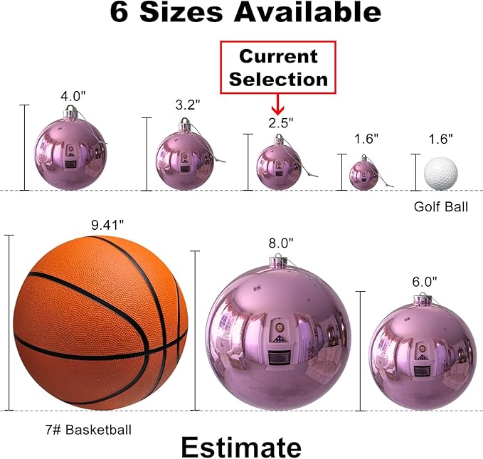 GameXcel 24Pcs Christmas Balls Ornaments for Xmas Tree - Shatterproof