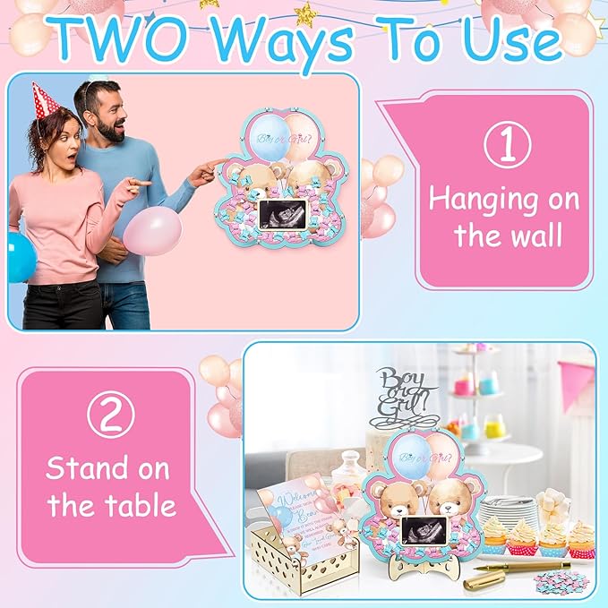 63 Bear Gender Reveal Baby Shower Guest Book Alternatives Set Baby