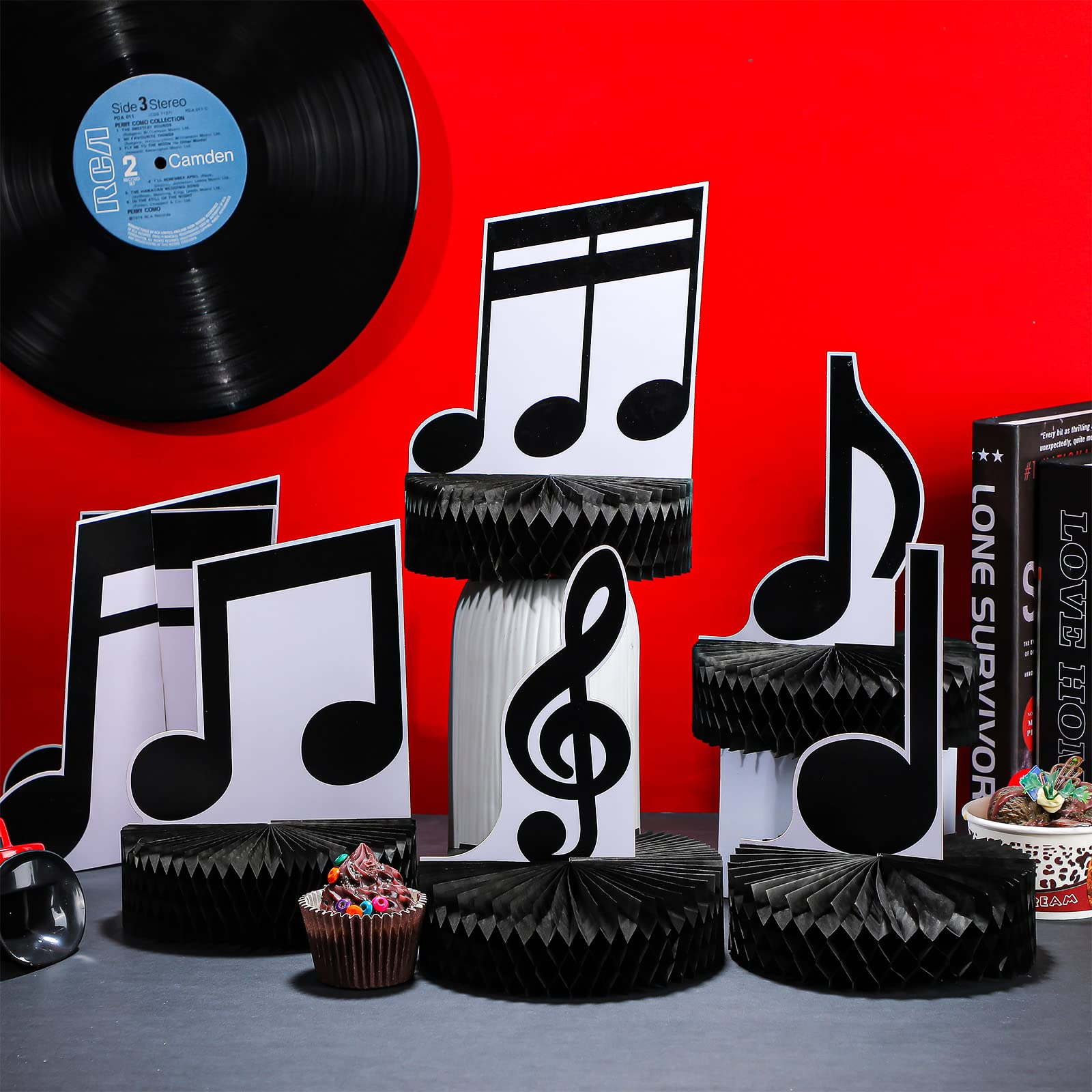 Sureio 8 Pack Music Notes Honeycomb Centerpieces Musicical Party