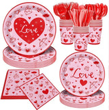 140Pcs Red Valentine's Day Party Decorations Envelope Heart Plates