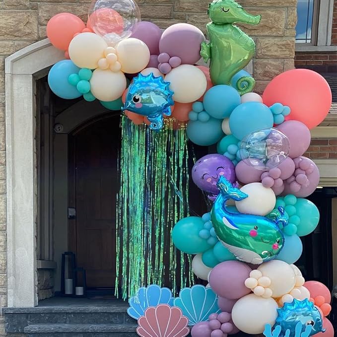 Mermaid Balloon Garland Kit 125pcs Under The Sea Balloons Mermaid