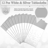 MASHAN 12Pcs White Silver Tablecloth Party Decorations,Plastic White