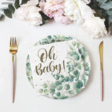 Sage Greenery Baby Shower Party Supplies Disposable Paper Plates