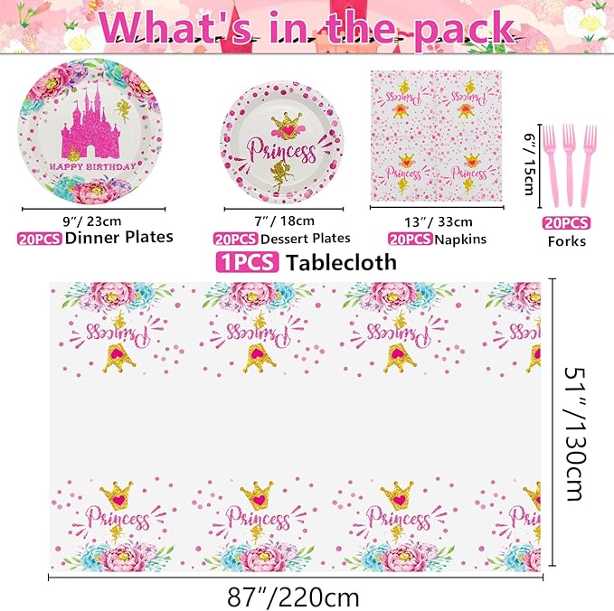 Princess Party Decorations 81pcs Castle Decorations Including Pink