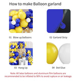 Blue and Yellow Balloon Arch Kit, Royal Blue White Yellow Balloon
