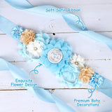 Boho Baby Shower Maternity Sash Kit - Blue Neutral Baby Shower Belly