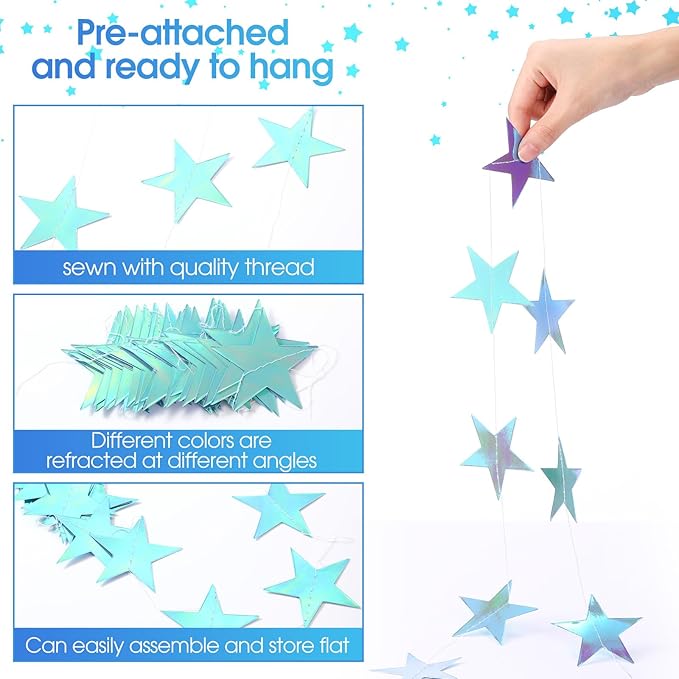Patelai Glitter Star Garland Banner 2026 Graduation Decor 130 Feet #3