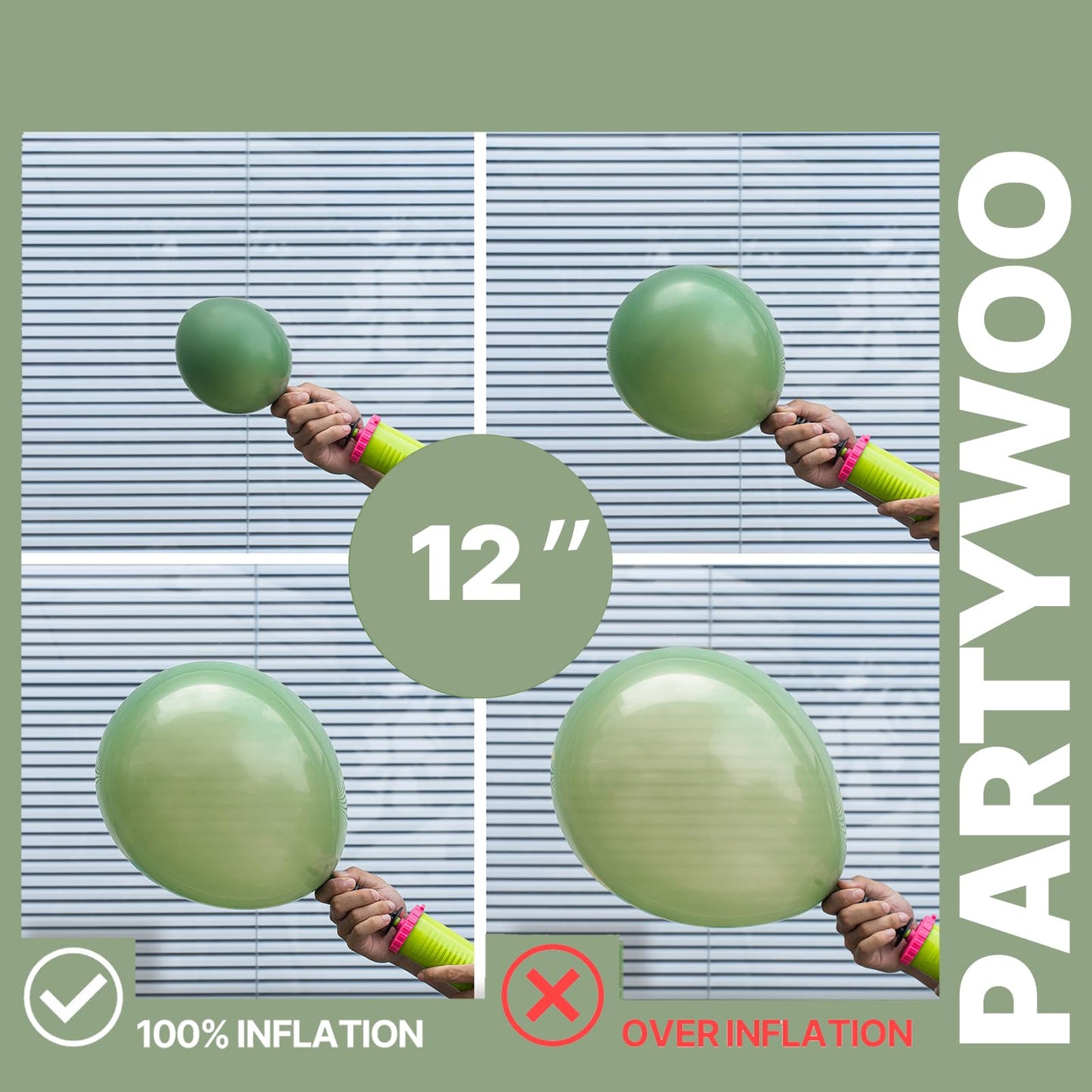 PartyWoo Pink and Green Balloons 65pcs 12 Inch Metallic Gold Sand