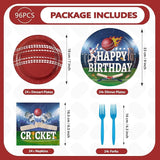 96Pcs Cricket Birthday Party Decoration Sports Theme Ball Plates and