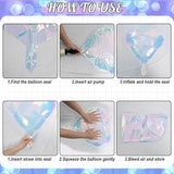 Iridescent Heart Balloons, 9PCS 18Inch Transparent Laser Heart Foil