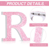 Qunclay Pink Crystal Diamond Letter Wall Decor, Glitter Wooden Bling