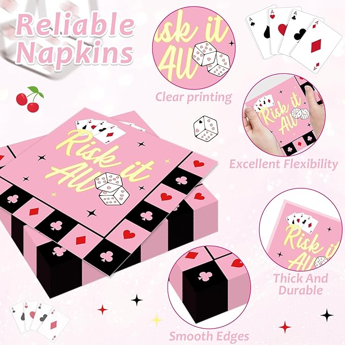 96 Pcs Casino Paper Party Plates and Napkins for Las Vegas Themed