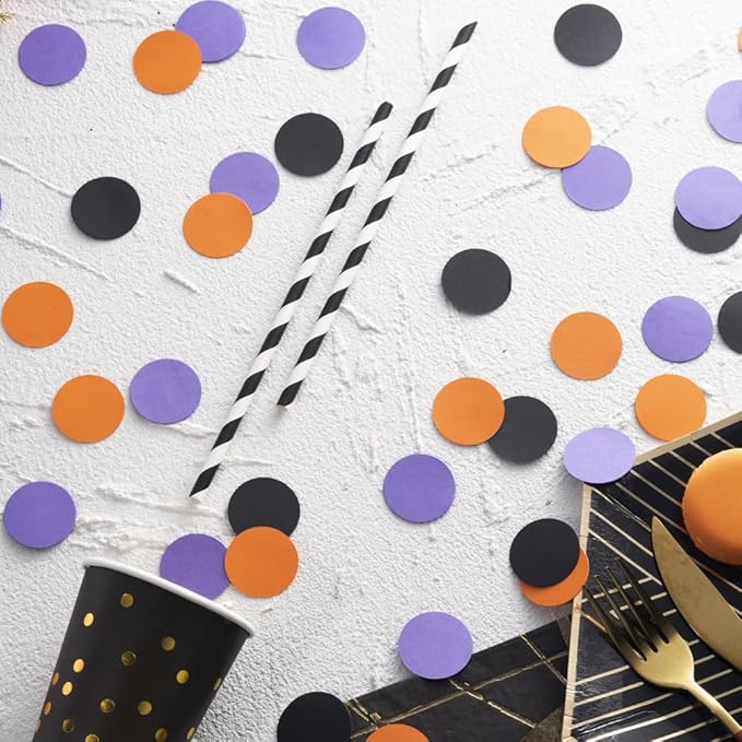 Purple Black Orange Confetti Table Decoration for Halloween Birthday