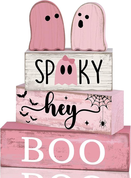 4 Pcs Pink Halloween Decor Ghost Table Decorations Halloween Tiered