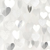 White -Silver Disco Party-Decoration Heart Garland - 52ft Birthday