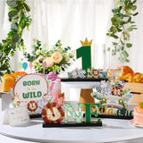 4 Pcs Safari Wild One Birthday Decorations Jungle Animals Party