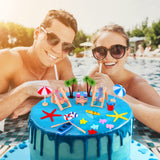 Beach Chair Umbrella Cake Decoration, 24 Pieces Palm Tree Summer Ocean