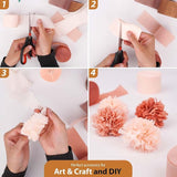 Captain Décor 8 Rose Gold Streamers, 656ft Pack of Crepe Paper for