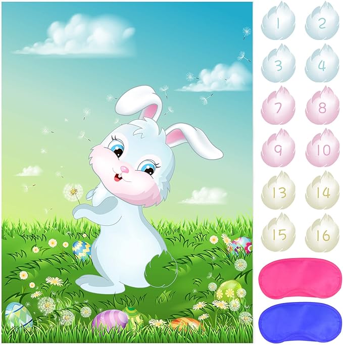 ASTARON Pin The Tail on The Bunny Game for Birthday Party, Easter