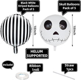 Halloween Balloons Decorations 18 Inch Skull Black and White Striped