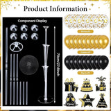 6 Sets Balloon Stand Kit for Table Happy Birthday Black Gold Balloon