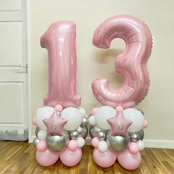 Light Pink Foil Balloon Number 7, 40'' Giant Self Inflating Number